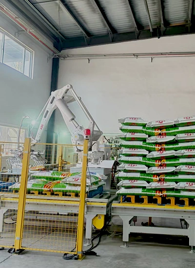 Hệ Thống Đóng Bao Và Xếp Pallet Tự Động Cho Đóng Gói Phân Bón Hỗn Hợp